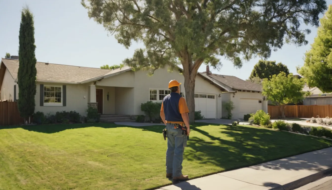 A local tree provider and a homeowner reviewing a large tree in a Concord yard